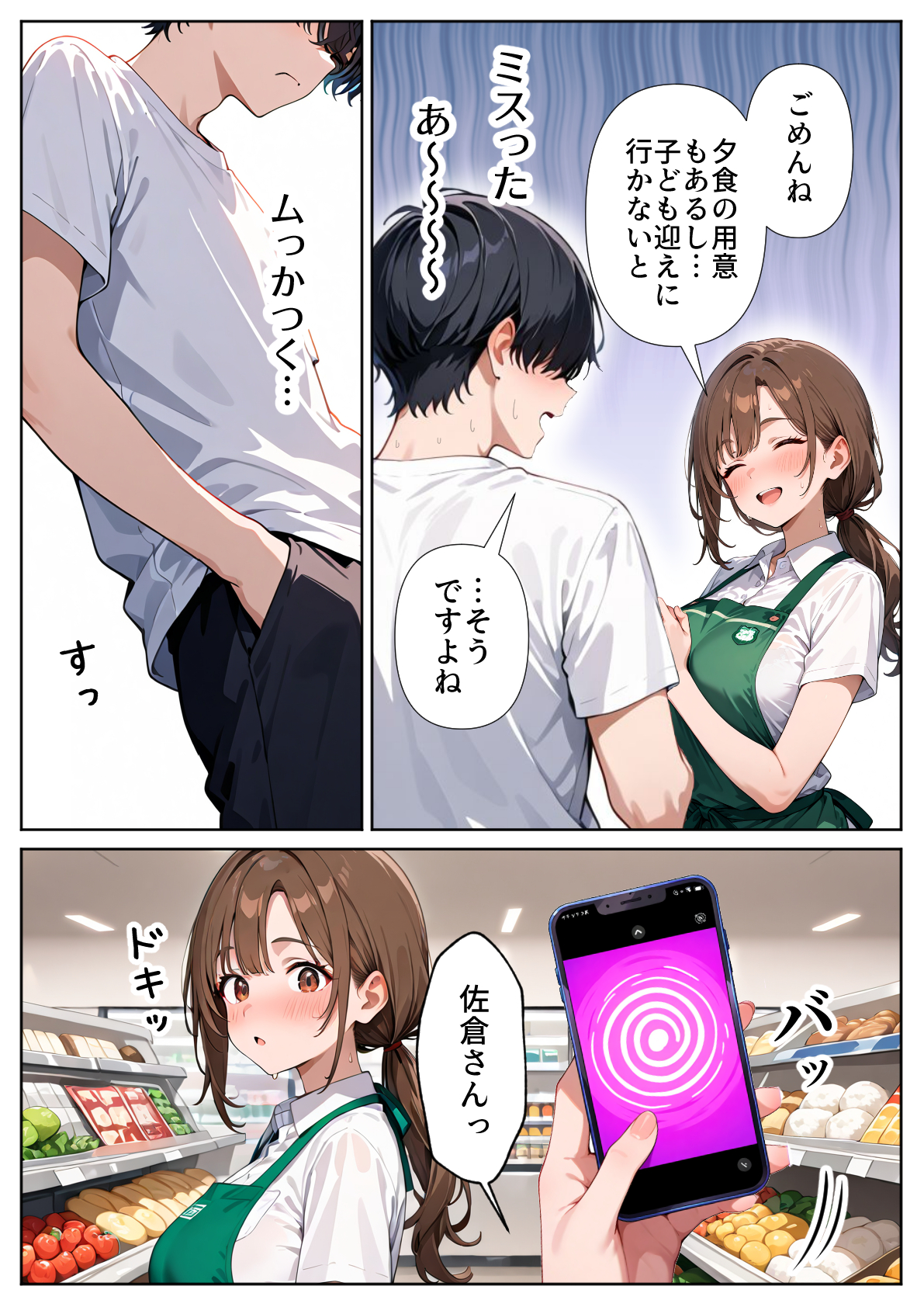 スーパーの人妻がエロすぎて催●アプリで寝取りました ぱにぱに エロ漫画7